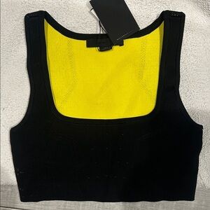Alexander Wang NWT Black and Neon Yellow Crop Top Sports Bra M